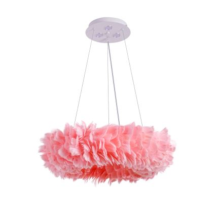BRILAGI - LED pakabinama liustra ant laido FEATHER 3xE27/40W/230V + 3xLED/3W Ø 50 cm rožinė