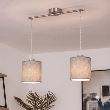 Brilagi - LED pakabinama liustra ant laido NUBILA 2xE27/60W/230V pilka