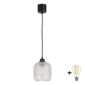 BRILAGI - LED pakabinama liustra ant laido RETRO GLASS 1xE27/60W/230V skersmuo 14 cm juoda/balta