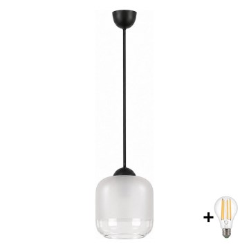 BRILAGI - LED pakabinama liustra ant laido RETRO GLASS 1xE27/60W/230V skersmuo 14 cm juoda/balta