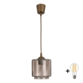 BRILAGI - LED pakabinama liustra ant laido RETRO GLASS 1xE27/60W/230V skersmuo 15 cm ruda/dūminė smėlinė