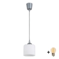 BRILAGI - LED pakabinama liustra ant laido RETRO GLASS 1xE27/60W/230V Ø 10 cm sidabrinė/balta