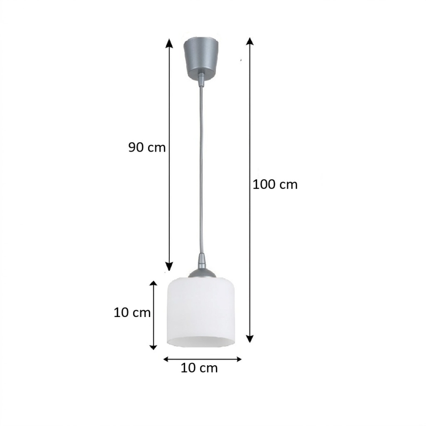 BRILAGI - LED pakabinama liustra ant laido RETRO GLASS 1xE27/60W/230V Ø 10 cm sidabrinė/balta