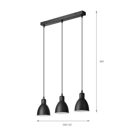 BRILAGI - LED pakabinama liustra ant laido RIDDY 3xE27/60W/230V juoda