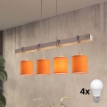 BRILAGI - LED pakabinama liustra ant troselio NUBILA 4xE27/60W/230V pilka/oranžinė