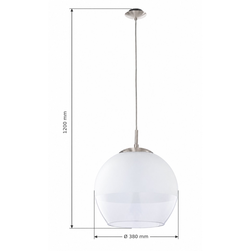 BRILAGI - LED pakabinamas šviestuvas su laidu RETRO GLASS 1xE27/60W/230V Ø 38 cm matinis chromas/balta
