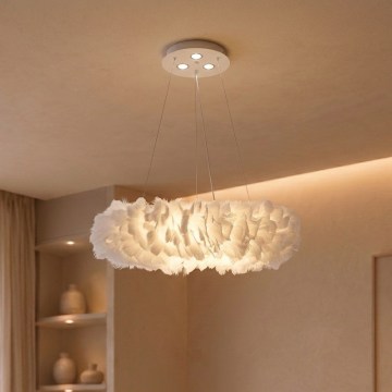 BRILAGI – LED pakabinama liustra FEATHER ant laido, 3 x E27 (maks. 40 W, 230 V) + 3 x LED (3 W), skersmuo 50 cm, balta