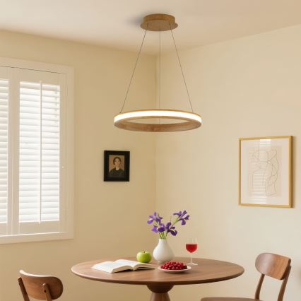 Brilagi - LED pakabinama liustra UMEA WOOD ant laido LED/30W/230V, skersmuo 40 cm, kaučiukmedis