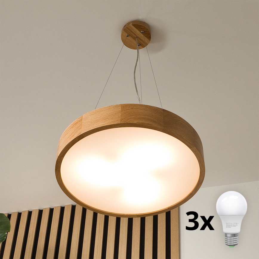Brilagi - LED Pakabinamas sietynas CARVALHO 3xE27/60W/230V ąžuolas diametras 47,5 cm