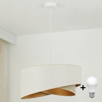 Brilagi - LED Pakabinamas sietynas LYRA 1xE27/15W/230V balta/smėlio spalva/auksas