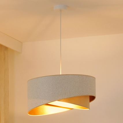 Brilagi - LED Pakabinamas sietynas LYRA 1xE27/15W/230V balta/smėlio spalva/auksas