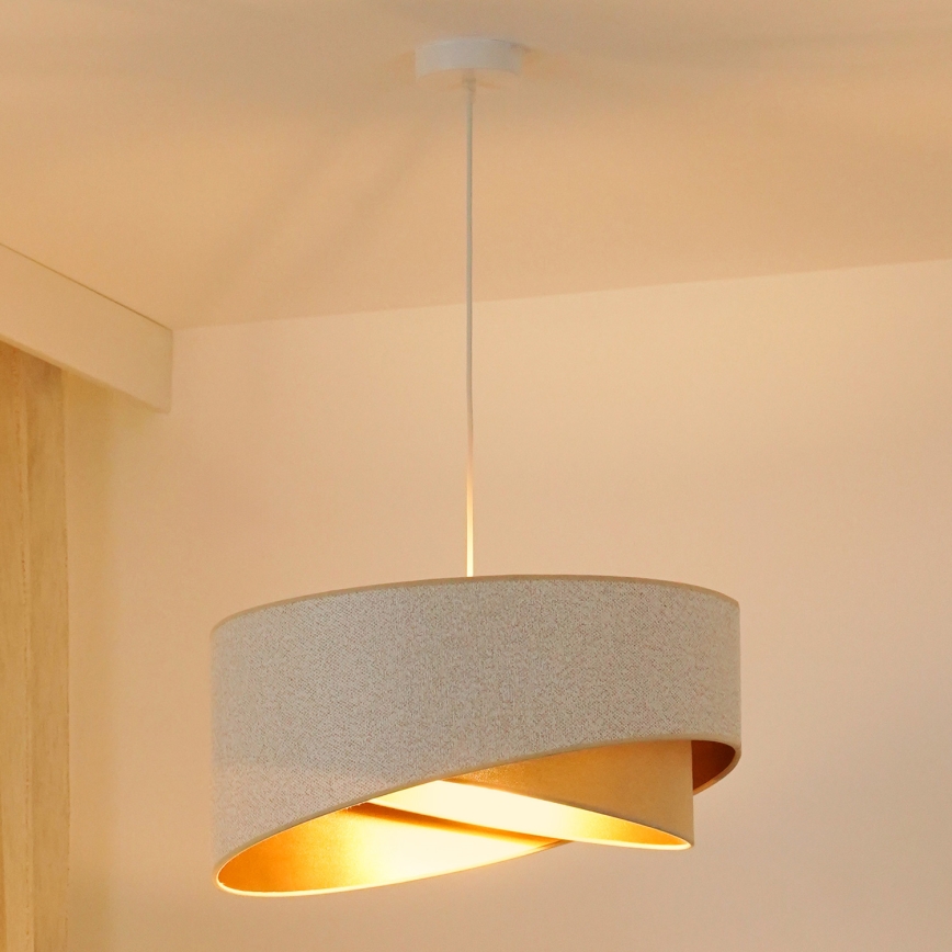 Brilagi - LED Pakabinamas sietynas LYRA 1xE27/15W/230V balta/smėlio spalva/auksas