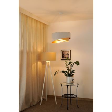 Brilagi - LED Pakabinamas sietynas LYRA 1xE27/15W/230V balta/smėlio spalva/auksas