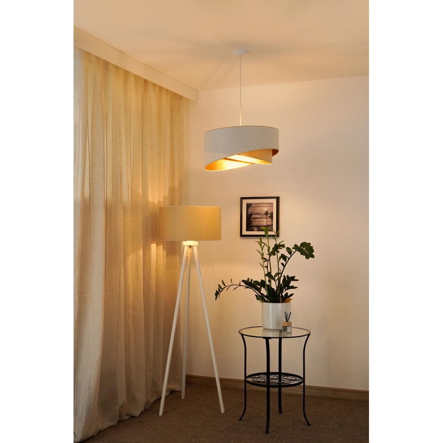 Brilagi - LED Pakabinamas sietynas LYRA 1xE27/15W/230V balta/smėlio spalva/auksas