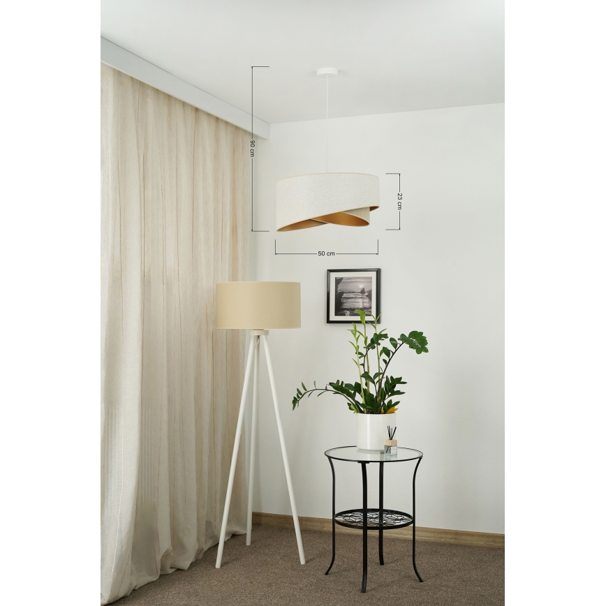 Brilagi - LED Pakabinamas sietynas LYRA 1xE27/15W/230V balta/smėlio spalva/auksas