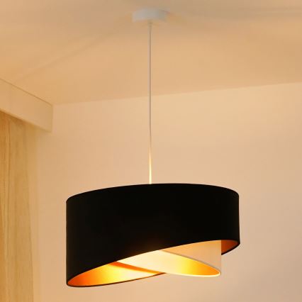 Brilagi - LED Pakabinamas sietynas LYRA 1xE27/15W/230V juoda/kreminė/auksas