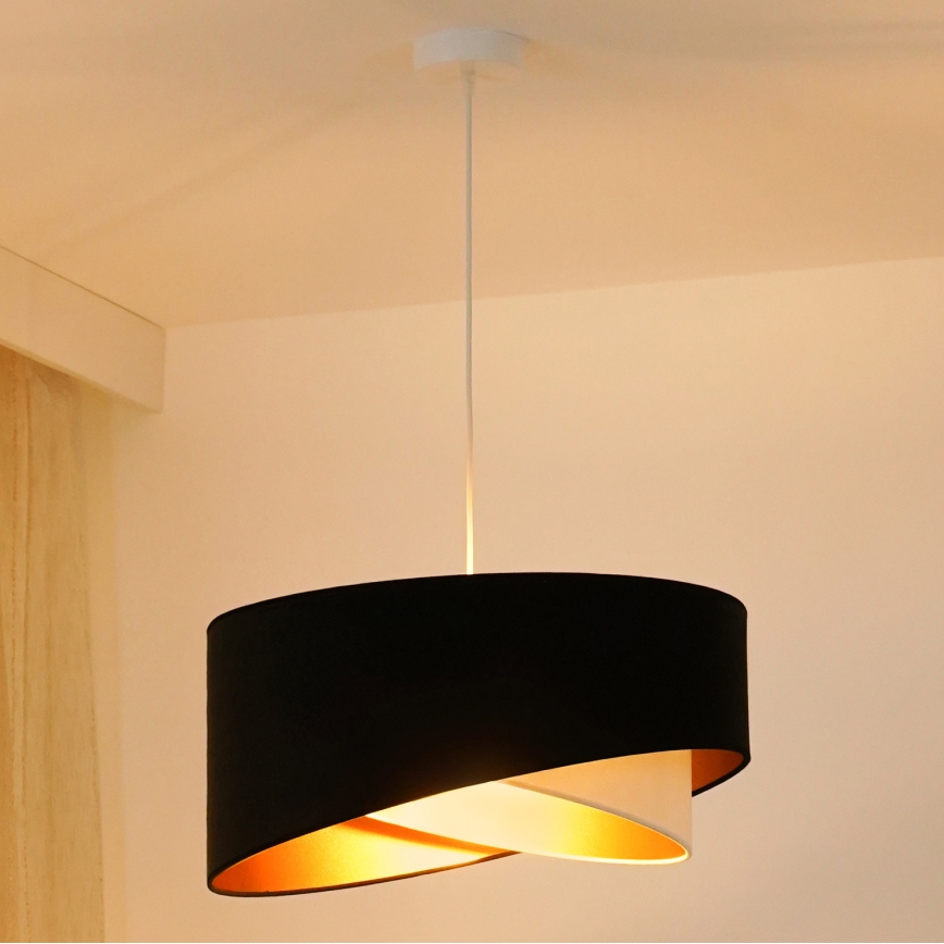 Brilagi - LED Pakabinamas sietynas LYRA 1xE27/15W/230V juoda/kreminė/auksas
