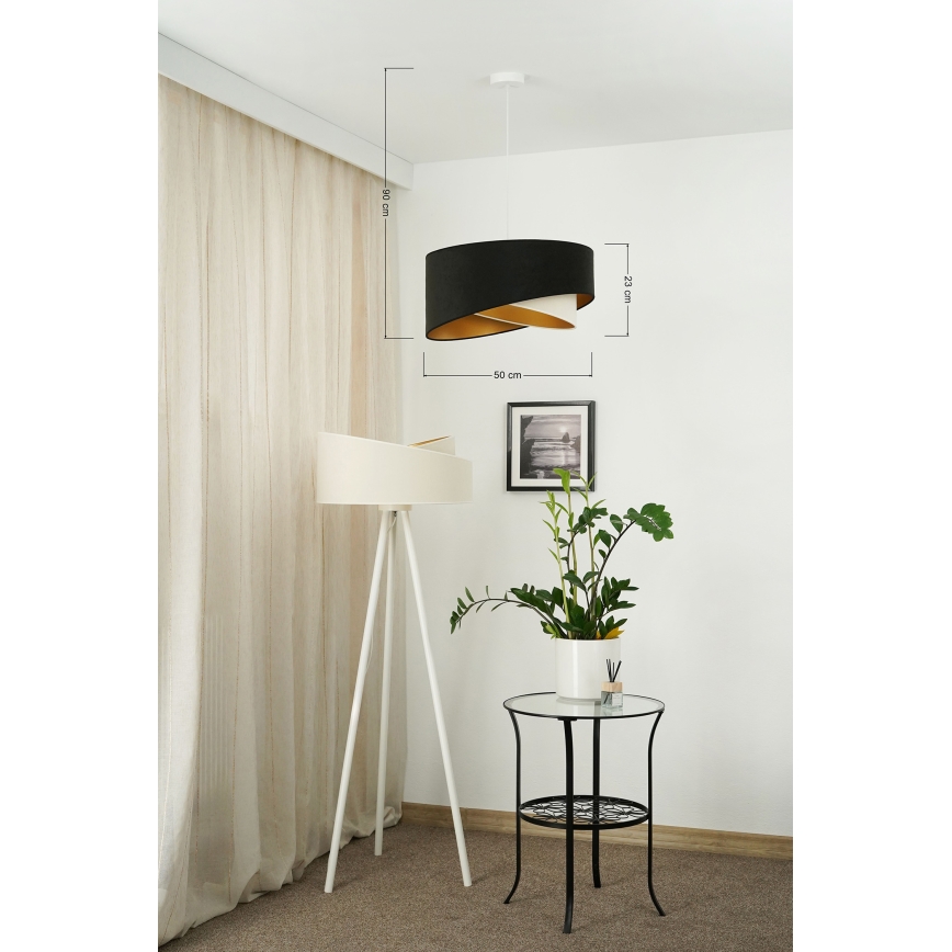 Brilagi - LED Pakabinamas sietynas LYRA 1xE27/15W/230V juoda/kreminė/auksas