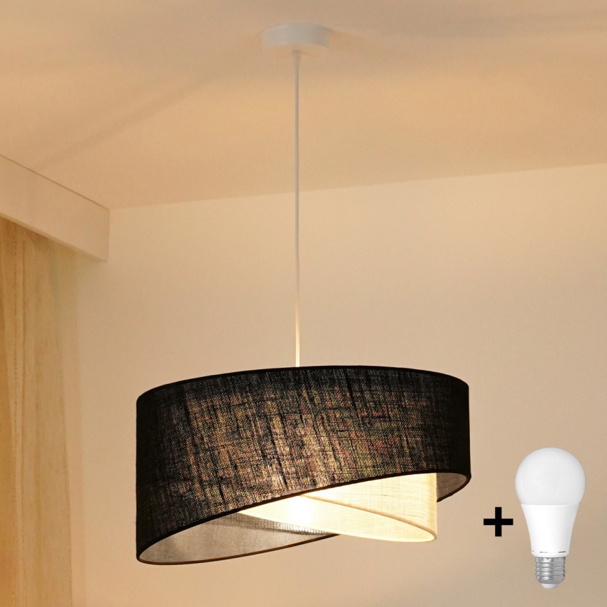 Brilagi - LED Pakabinamas sietynas LYRA 1xE27/15W/230V juoda/kreminė