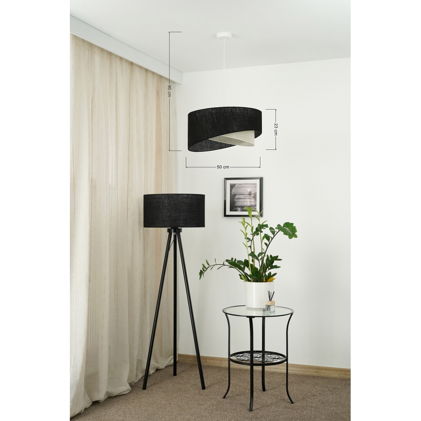 Brilagi - LED Pakabinamas sietynas LYRA 1xE27/15W/230V juoda/kreminė