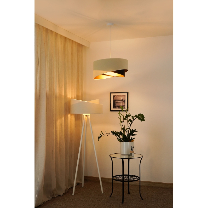Brilagi - LED Pakabinamas sietynas LYRA 1xE27/15W/230V kreminė/juoda/auksas