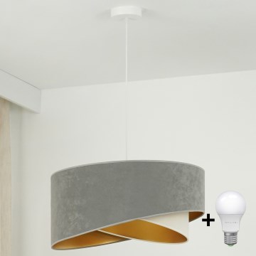 Brilagi - LED Pakabinamas sietynas LYRA 1xE27/15W/230V pilka/kreminė/auksas