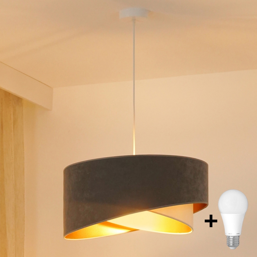 Brilagi - LED Pakabinamas sietynas LYRA 1xE27/15W/230V pilka/kreminė/auksas