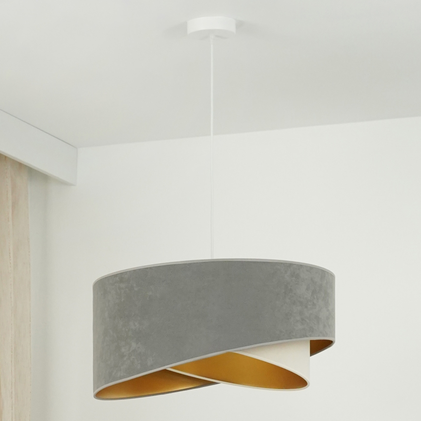 Brilagi - LED Pakabinamas sietynas LYRA 1xE27/15W/230V pilka/kreminė/auksas