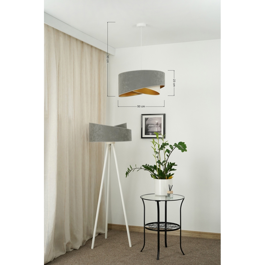 Brilagi - LED Pakabinamas sietynas LYRA 1xE27/15W/230V pilka/kreminė/auksas