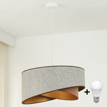 Brilagi - LED Pakabinamas sietynas LYRA 1xE27/15W/230V pilka/kreminė/auksas