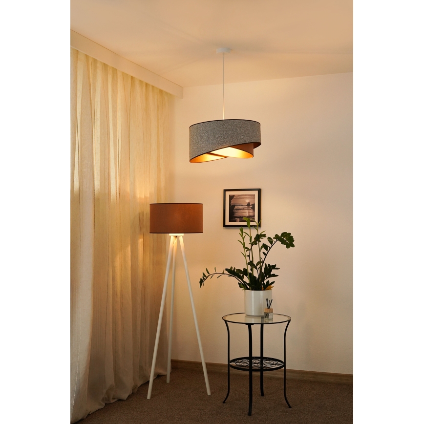 Brilagi - LED Pakabinamas sietynas LYRA 1xE27/15W/230V pilka/kreminė/auksas