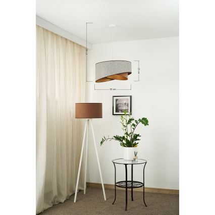 Brilagi - LED Pakabinamas sietynas LYRA 1xE27/15W/230V pilka/kreminė/auksas