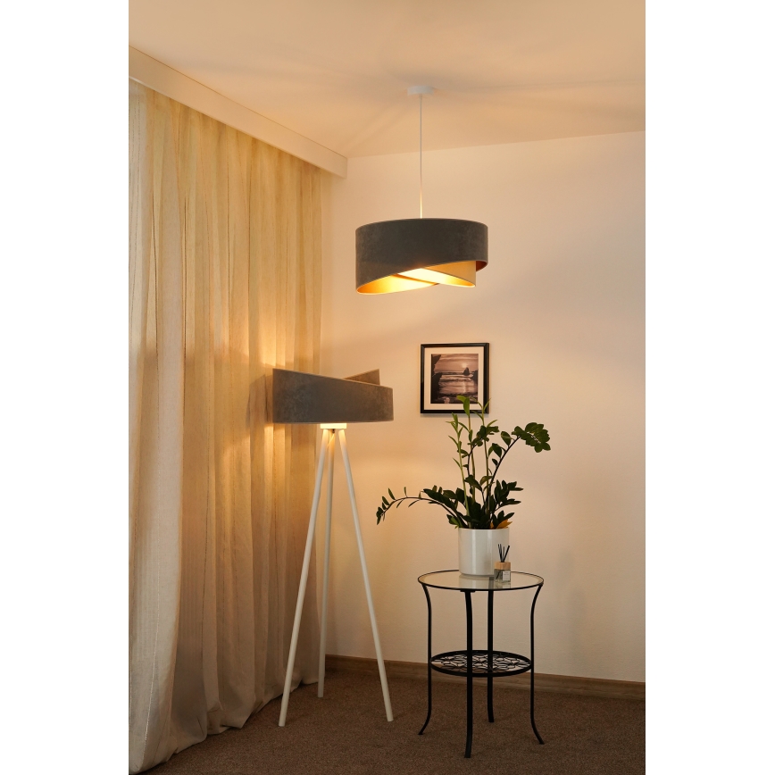 Brilagi - LED Pakabinamas sietynas LYRA 1xE27/15W/230V pilka/smėlio spalva/auksas