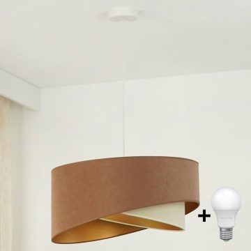 Brilagi - LED Pakabinamas sietynas LYRA 1xE27/15W/230V ruda/kreminė/auksas