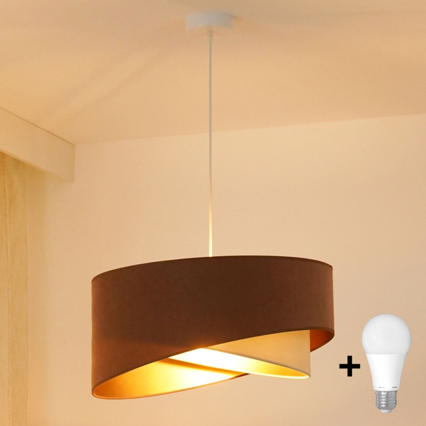 Brilagi - LED Pakabinamas sietynas LYRA 1xE27/15W/230V ruda/kreminė/auksas