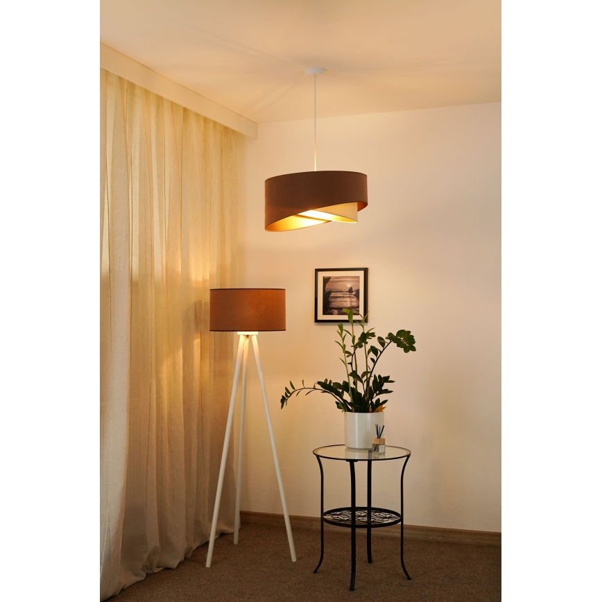 Brilagi - LED Pakabinamas sietynas LYRA 1xE27/15W/230V ruda/kreminė/auksas