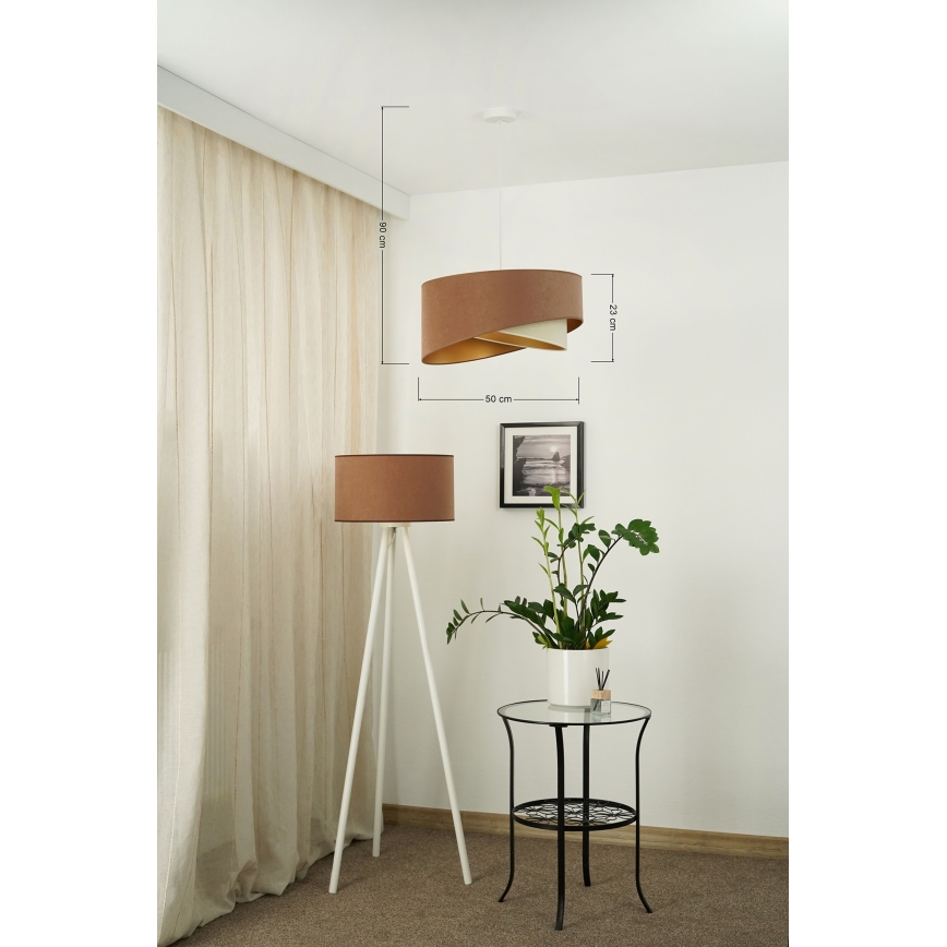 Brilagi - LED Pakabinamas sietynas LYRA 1xE27/15W/230V ruda/kreminė/auksas