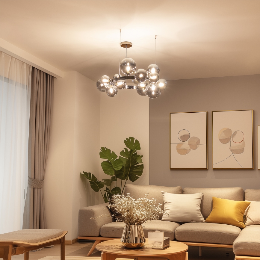 Brilagi - LED Pakabinamas sietynas MILLA 15xG9/3W/230V blizgus chromas/dūminis