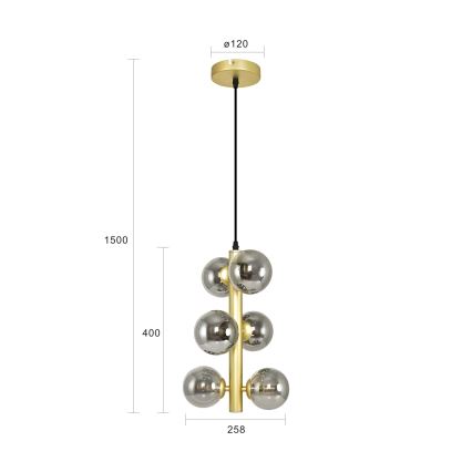 Brilagi - LED Pakabinamas sietynas MILLA 6xG9/3W/230V auksas/dūminis