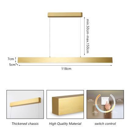 Brilagi - LED Pakabinamas sietynas SLEEKLINE LED/40W/230V 3000/4500/6000K auksas