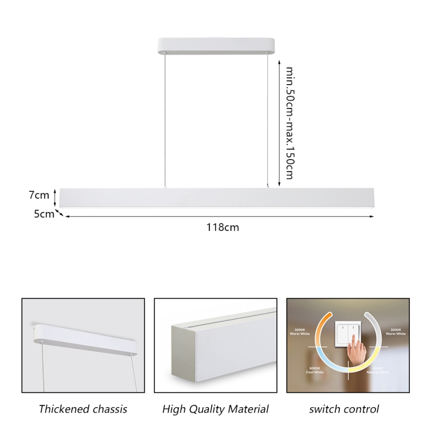 Brilagi - LED Pakabinamas sietynas SLEEKLINE LED/40W/230V 3000/4500/6000K balta