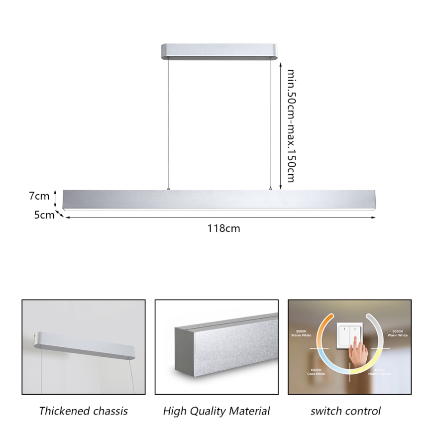 Brilagi - LED Pakabinamas sietynas SLEEKLINE LED/40W/230V 3000/4500/6000K sidabras