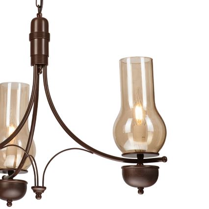 Brilagi - LED pakabinamas šviestuvas ant grandinės COTTAGE 3xE14/40W/230V bukas/rudas/dūminė smėlinė
