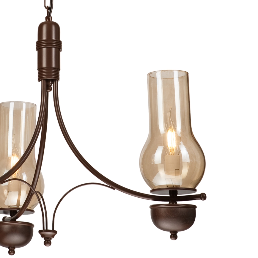 Brilagi - LED pakabinamas šviestuvas ant grandinės COTTAGE 3xE14/40W/230V bukas/rudas/dūminė smėlinė