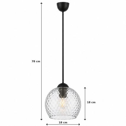 BRILAGI - LED pakabinamas šviestuvas ant laido RETRO GLASS 1xE27/60W/230V skersmuo 18 cm juoda/dūminė pilka