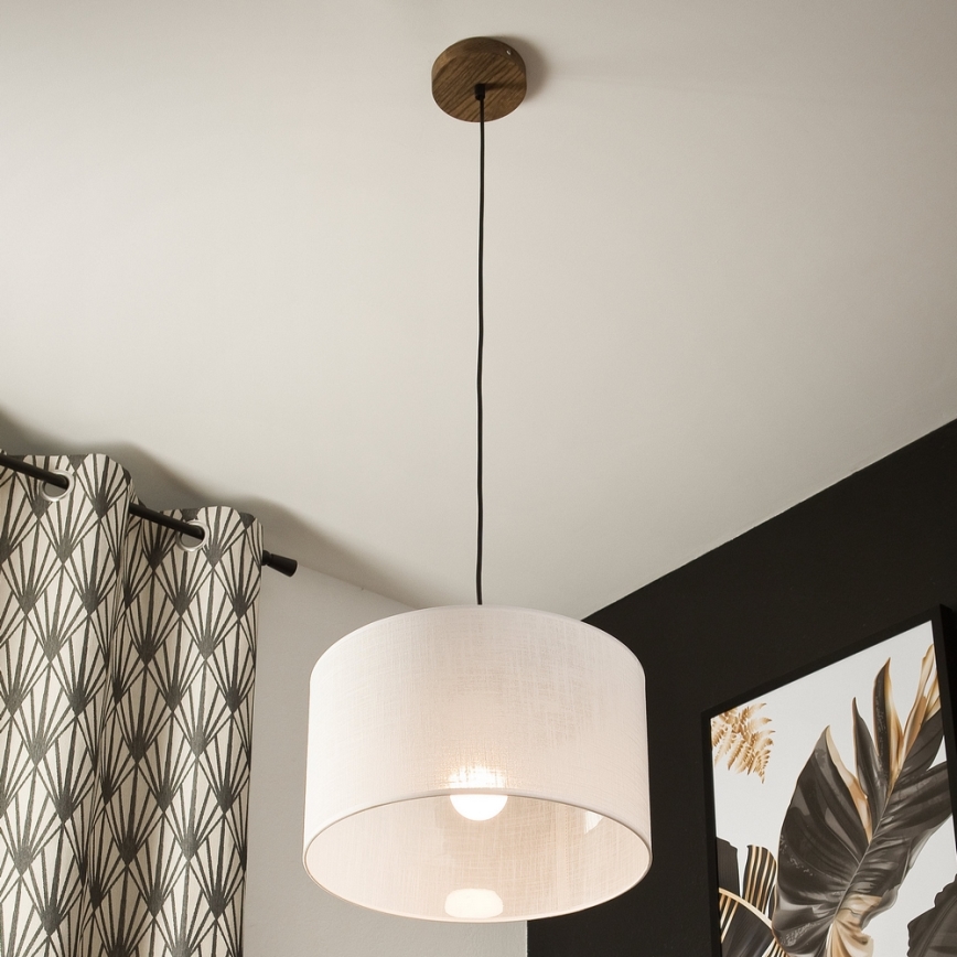 Brilagi - LED Pakabinamas šviestuvas ant laido ANTHONY 1xE27/60W/230V ąžuolas-riešutas/balta