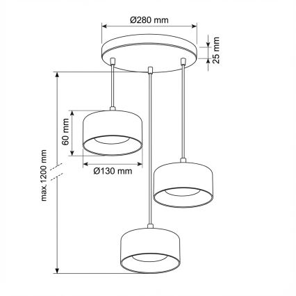 Brilagi - LED Pakabinamas šviestuvas ant laido AURA LUX 3xGX53/30W/230V juoda/auksinė