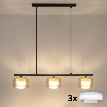 Brilagi - LED Pakabinamas šviestuvas ant laido AURA LUX 3xGX53/30W/230V juodas/auksinis