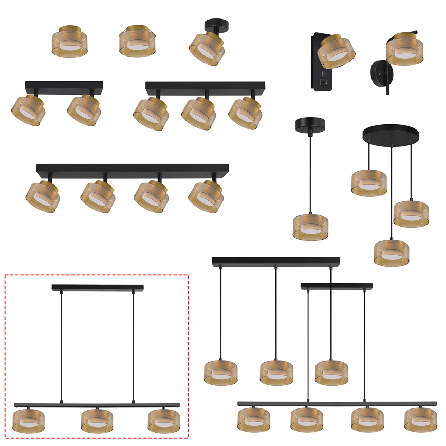 Brilagi - LED Pakabinamas šviestuvas ant laido AURA LUX 3xGX53/30W/230V juodas/auksinis