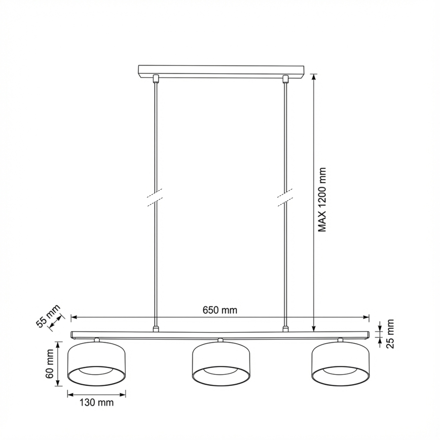 Brilagi - LED Pakabinamas šviestuvas ant laido AURA LUX 3xGX53/30W/230V juodas/auksinis